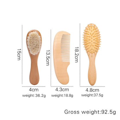 Let's Make Baby Care Hair Brush For Kids Girl Bath Showerb Pure Natural Wool Wooden Comb Hairbrush Infant Newborn Massager