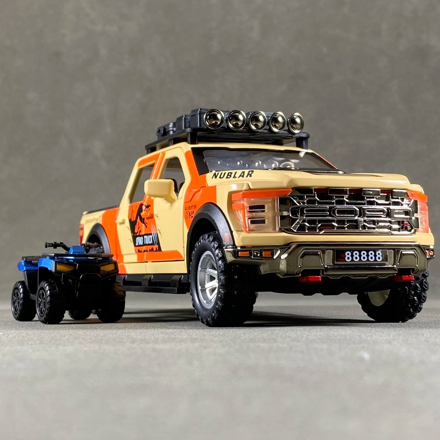 1:24 F150 Off Road Pickup Truck Alloy Diecast Metal Model Sound & Light Pull Back Toy Trendy Display Birthday Present For Friend