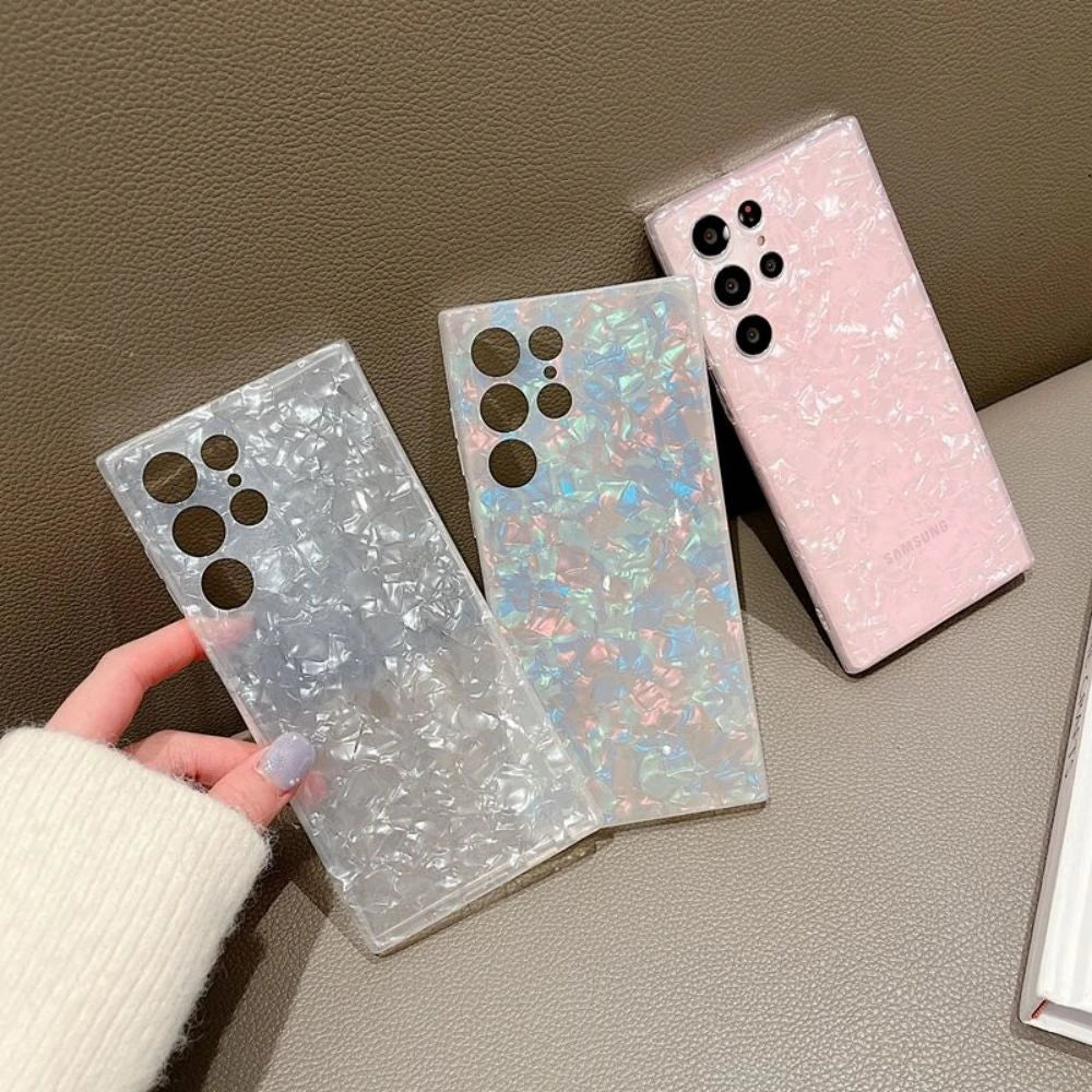 Glitter Dream Shell Marble Case For Samsung S24 S23 S22 Ultra S21 Plus S20 FE  Soft Silicone Cover