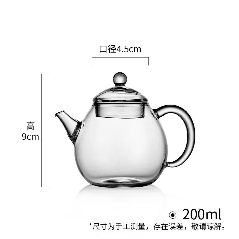 200ml Small Glass Teapot Tea Utensils Green Tea Flower Tea Maker  Home Heat-resistant Kungfu Tea Set Small Tea Pot Teaware