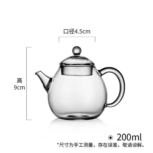 200ml Small Glass Teapot Tea Utensils Green Tea Flower Tea Maker Home Heat-resistant Kungfu Tea Set Small Tea Pot Teaware