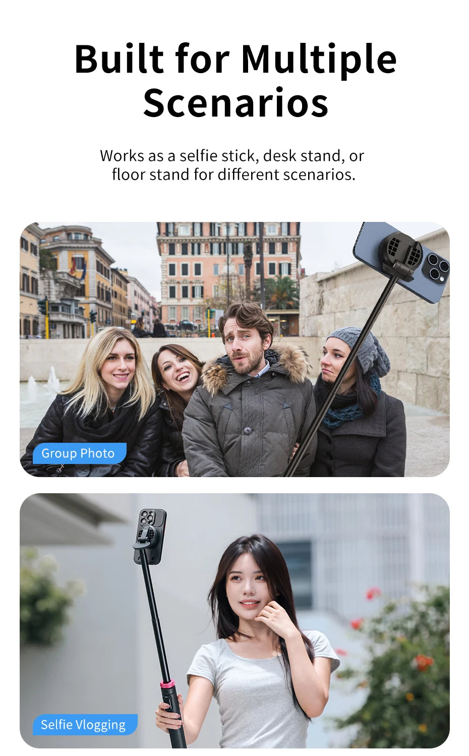 Magnetic Tripod Portable Selfie for iPhone 15 14 13 Pro Pro Max for Live Streaming Vlogging