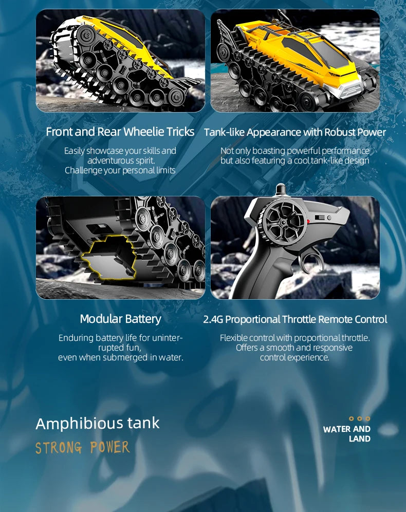 4WD RC Car 2.4G Amphibious 4 Wheel Remote Control Truck Climbing Off Road Waterproof Armored Vehicles 's Toys