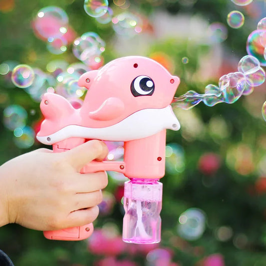 Bubble Gun Electric Automatic Soap Cute Bubbles Machine Kids Portable Outdoor Party Toy LED Light Blower Toys