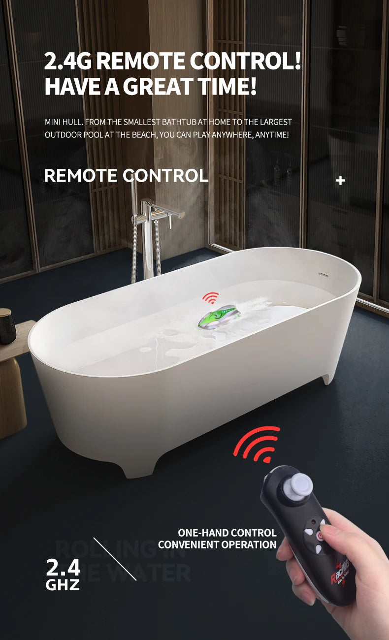 Mini Rc Boat Stunt 360 Degree Radio Remote Controlled High Speed Ship with Led Light Palm Boat Summer Water Toy Pool Toys Gifts