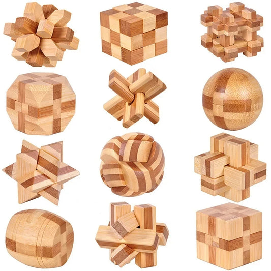 Wooden Kong Ming Lock Lu Ban Lock IQ Brain Teaser Puzzle Games  3D Puzzles for Adults Montessori Educational Toys