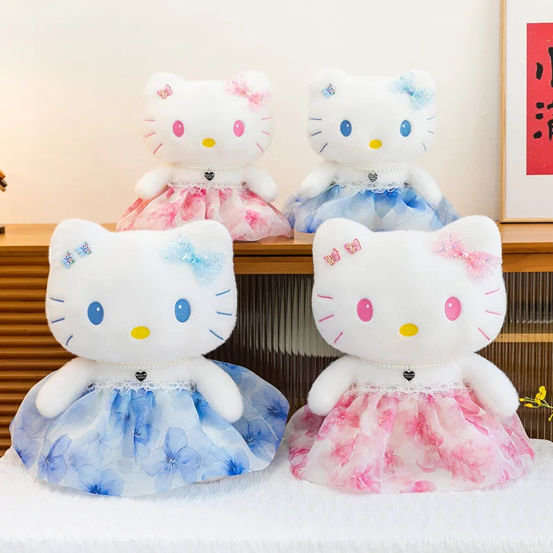 Cute Blue Pink Cat Character Plush Stuffed Doll Toy