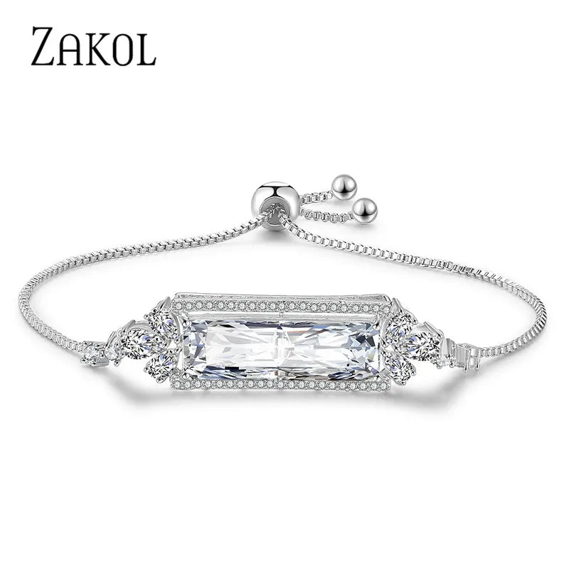 Big Baguette Zirconia Adjustable Bracelet