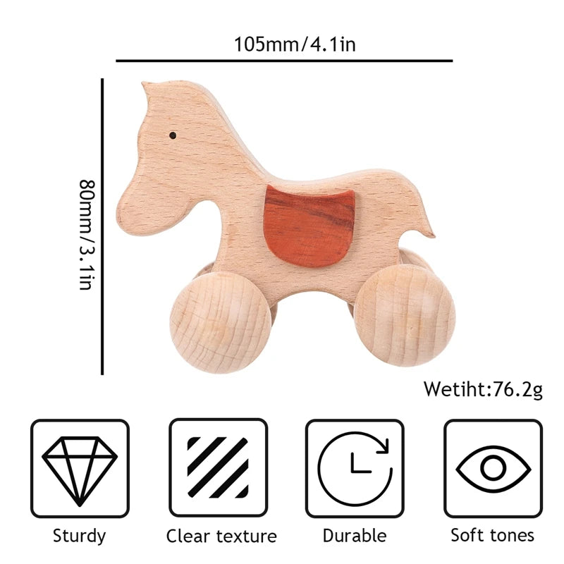 1PC Cute Baby Toys Beech Wooden Animals Dogs Car Cartoon Elephants Montessori Toys For Children Teething Nursing Baby Teethers