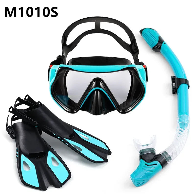 Snorkeling Equipment Panoramic Wide-angle Snorkeling Mask Professional Diving Mask and Snorkel Fin Fins Snorkeling Flipper