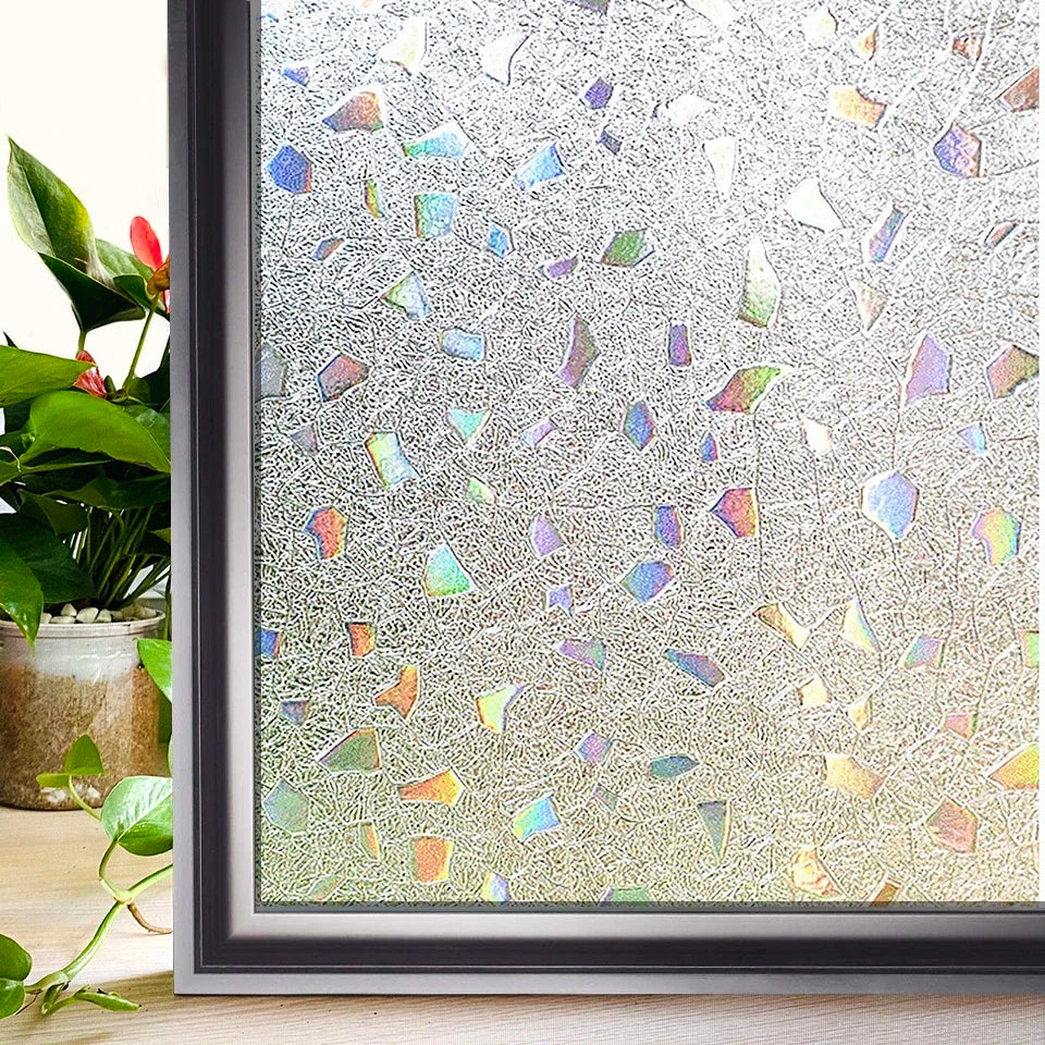 Wide 75/90 Cm Heat Control Rainbow Window Vinyl Security Window Tint Sun Protection Film Non Adhesive Stickers Stained Glass