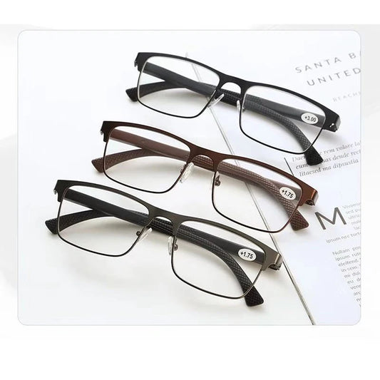 Men Business Vintage Metal Full Frame Presbyopia Eyewear Male Reading Glasses