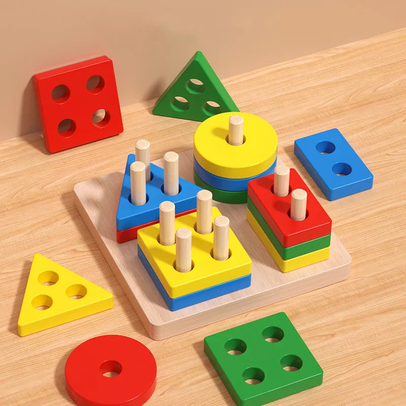 Montessori Educational Wooden Toys For Children 1 2 3 Years Baby Toys Kids 3D Wooden Puzzles Baby Learning Toy Child Puzzle Game