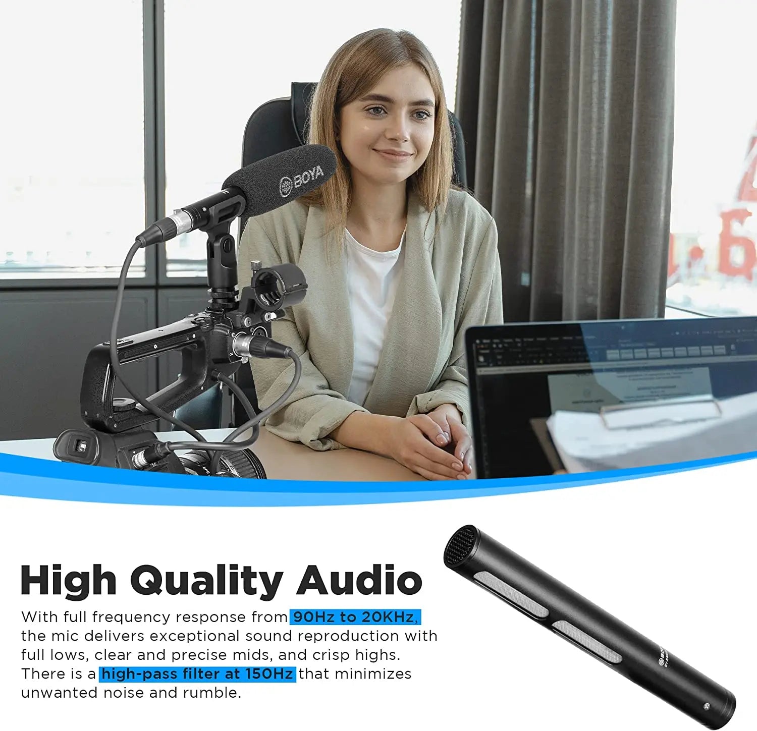 BY-BM6040 Cardioid On-camera Shotgun Microphone for Youtube Recording Broadcast TV Shoots Location Shooting Documentaries