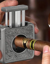 Cigar Cutter,4 in 1 Multifunction V Cut Cutter with Cigar Punch,Cigar Holder & Twin Nubber,Suitable for Max 60 Ring Gauge Cigars