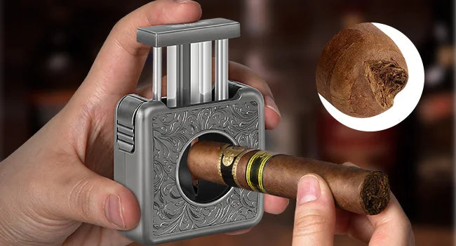Cigar Cutter,4 in 1 Multifunction V Cut Cutter with Cigar Punch,Cigar Holder & Twin Nubber,Suitable for Max 60 Ring Gauge Cigars