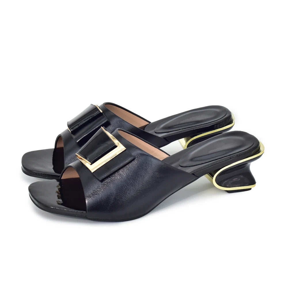 African Women Wedding Shoes Decorated with Rhinestone Italian Pumps Women Shoe Ladies Sandals with Heels Party Pumps