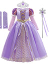 Rapunzel Princess Girl Dress Cosplay Tangled Halloween Party Vestido Kids Birthday Christmas