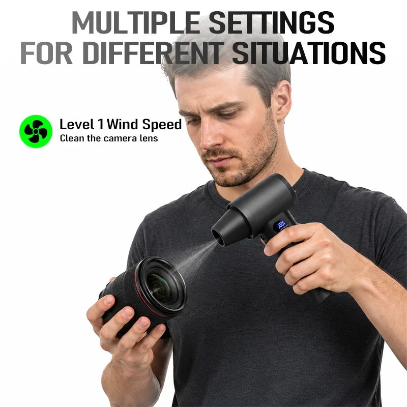 Portable Air Blower High Speed Brushless Turbo Jet Blower With Led Lighting For Keyboard Pc Car Interior Pet Hair Everyday Clean