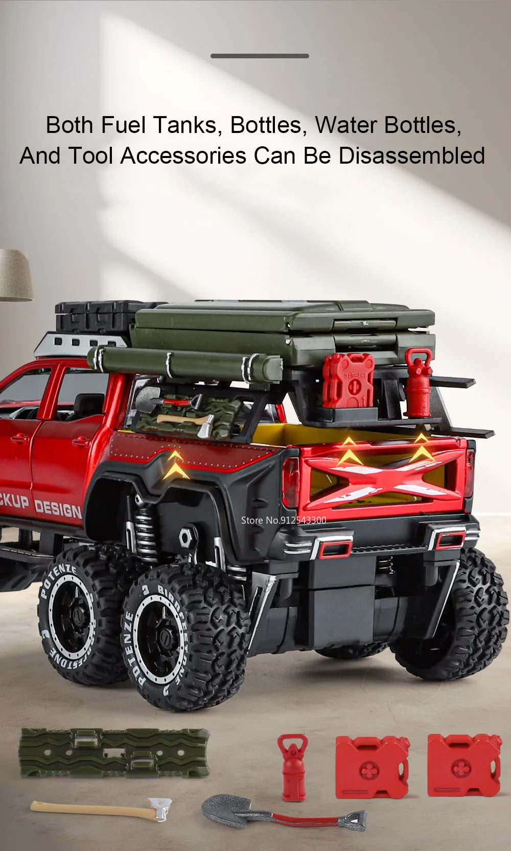 1:28 Scale X-Class 6x6 UNIMOG Motorhome Camping Car Model Toy Shock Absorption Sound Light Pull Back Off-road Vehicles Boys Gift