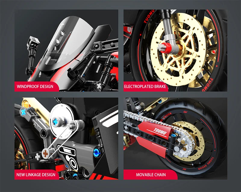 1:8 City Speed Racing Motorcycle Building Set DIY Bricks Model Kit for Adults STEM Buiding Blocks Toys Gifts 426pcs