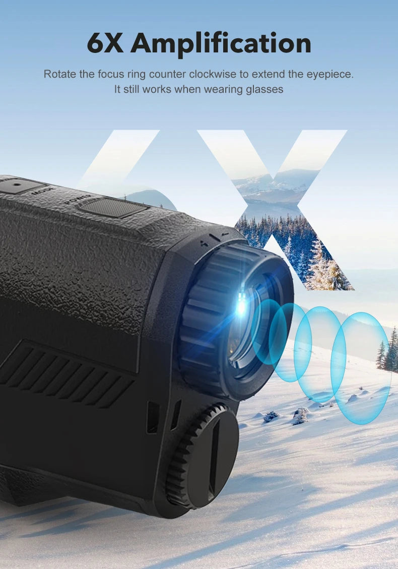 6X Golf Laser Rangefinder 1000m With Slope Adjustment And Flag Lock