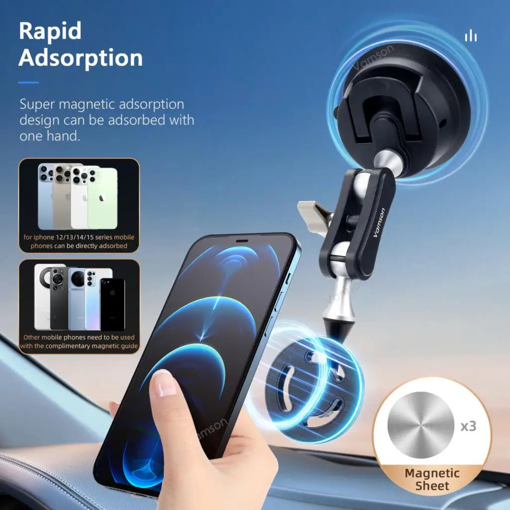 Magnetic Car Phone Holder for iPhone 15 14 13 Samsung Huawei Car Suction Cup for GoPro Hero 12 11 10 Insta360 Accessories