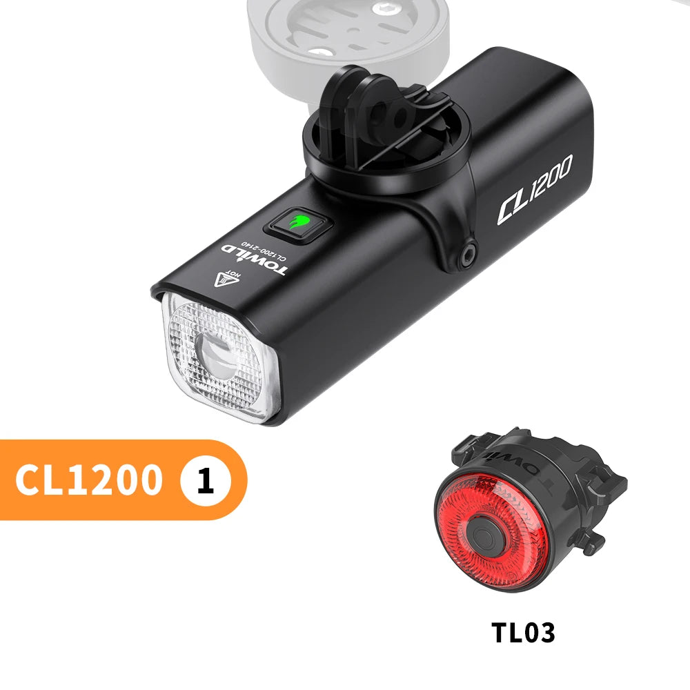 CL1200 Smart Bike light Remote Control Bicycle Lights 5000mAh battery Type-C Rechargeable Road MTB IPX6 Bicycle headlight