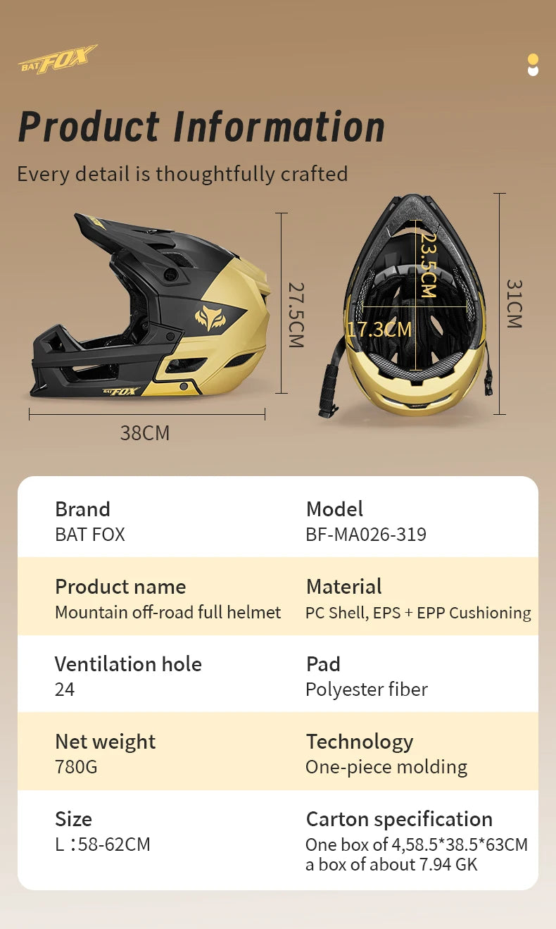 Off Road Full Face Mountain Bike Helmet With Adjustable Visor