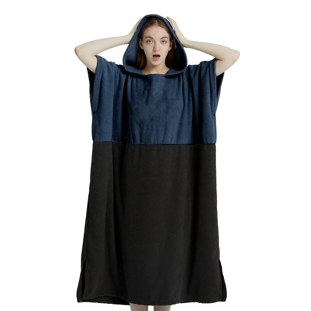Quick Dry Microfiber Surf Poncho Towel with Hood for Adults