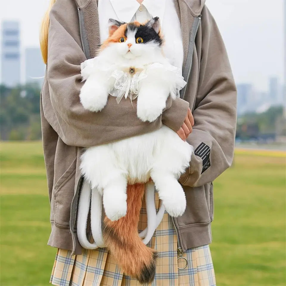 Mini Calico Cat Plush Backpack Soft Shoulder Bag