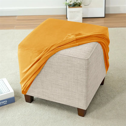 1PC Stretch Square Ottoman Stool Covers Super Soft Velvet stool Cover Elastic All-inclusive Footrest Slipcovers for Living Room