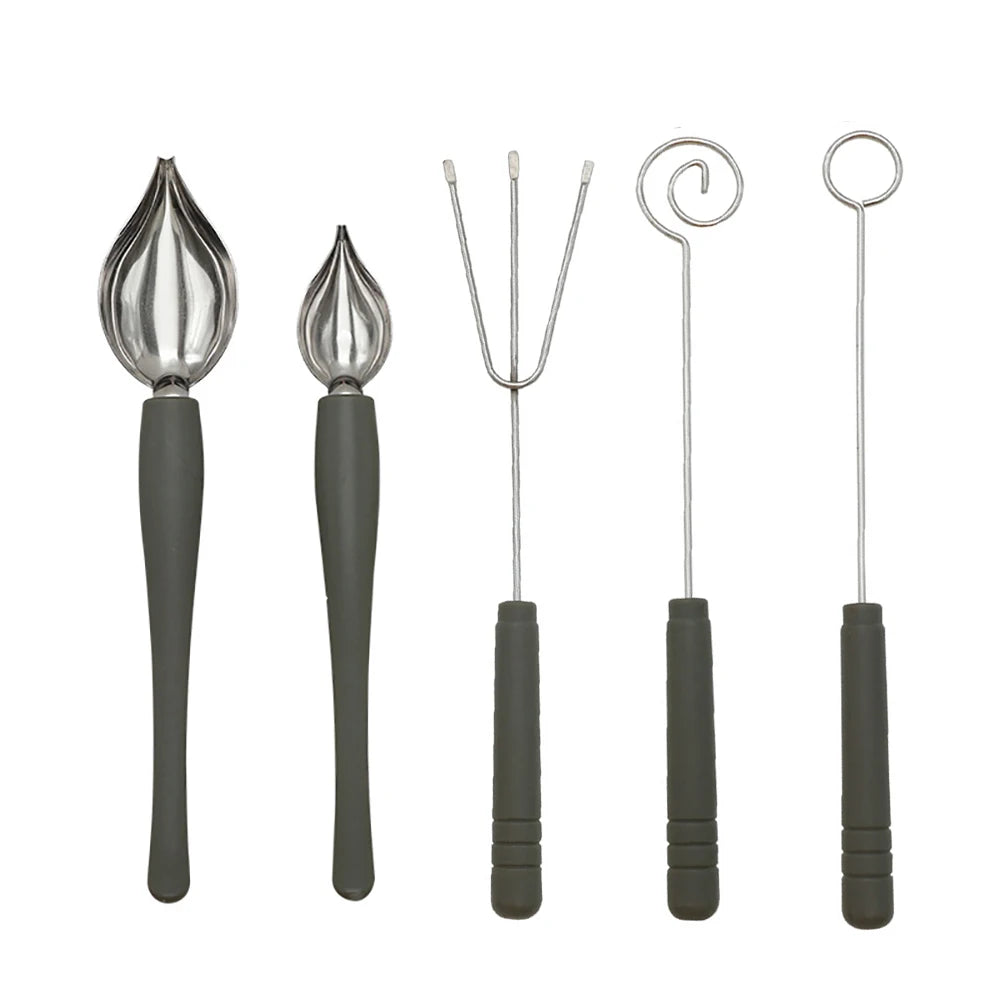 1/5pcs Candy Dipping Tools Chocolate Dipping Fork Spoons Set Culinary Decorating Spoons Chef Art Pencil For Decorative Plates