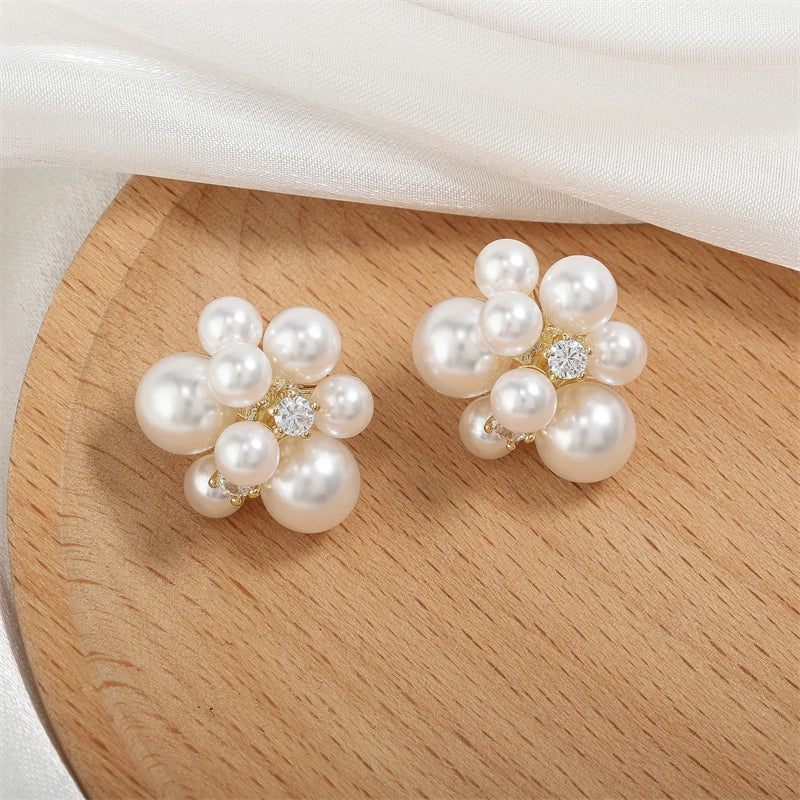 rendy White Spherical Imitation Pearl Drop Earrings