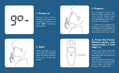 Digital Peak Flow Meter for Forced Expiratory Volume Lung Tester Portable Home Asthma COPD Control Device