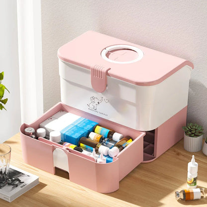 Large Capacity Family Medicine Organizer Box Portable First Aid Kit Medicine Storage Boxes Organizers Plastic Organizing Home