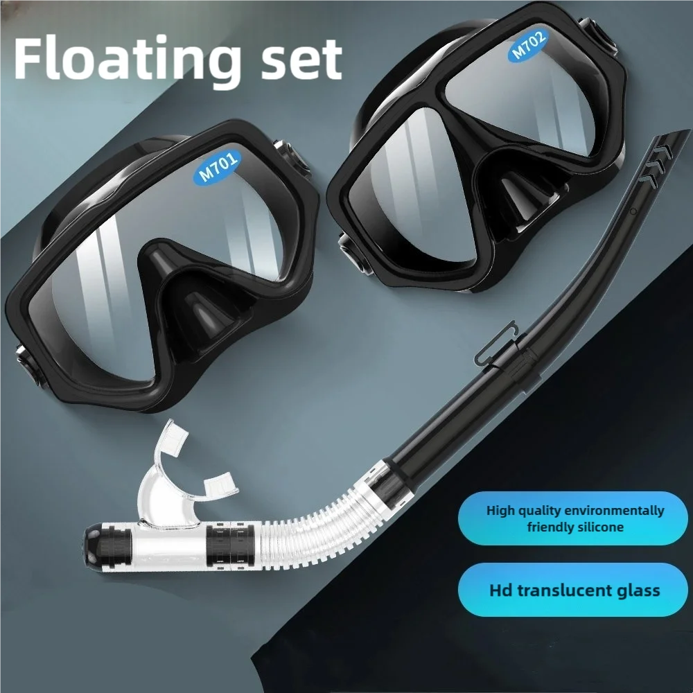 Dry Snorkel Set Diving Mask For Tempered Glass Professional Panoramic Snorkeling Gear Swimming Training Snorkel Kit