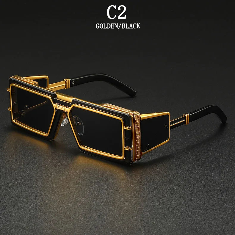 Square Punk Steampunk Sunglasses With UV400 Protection