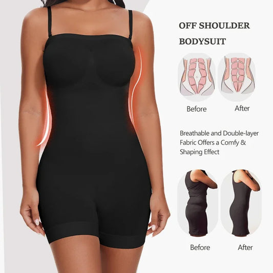 Seamless Strapless Bodysuit Off Shoulder Tube Top Women Shorts Shapewear Tummy Control Body Shaper Fajas Skinny Underwear