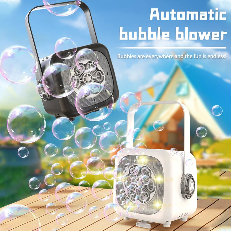 Children's 6-hole bubble machine continuously produces bubbles, electric party gifts (excluding bubble liquid and batteries) toy