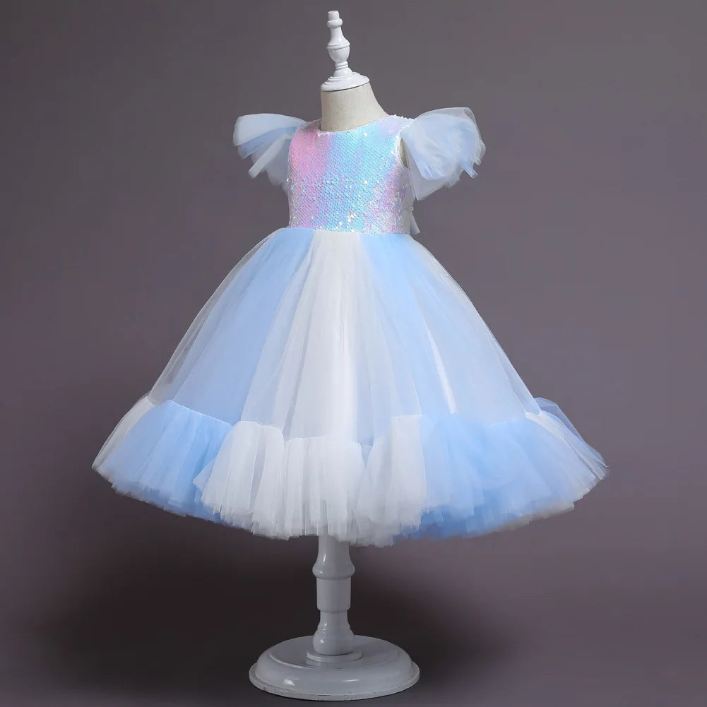 Purim Kids Dresses For Girls Elegant Flower Girls Wedding Dress Children Evening Party Lace Princess Ball Gown Clothing 2-10 Y