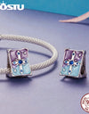 925 Sterling Silver Magic Owl Charms Purple Butterfly Pendant Openable Book Beads