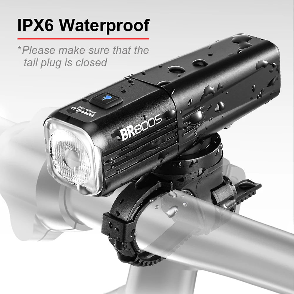 BR800S Bicycle Light 800LM Bike Light Battery replaceable Aluminum Front Lamp Type-C Charging Mtb Road Cycling Headlights
