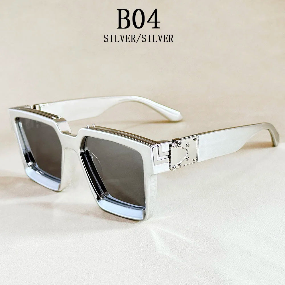 Retro Square Millionaire Sunglasses With UV400 Protection