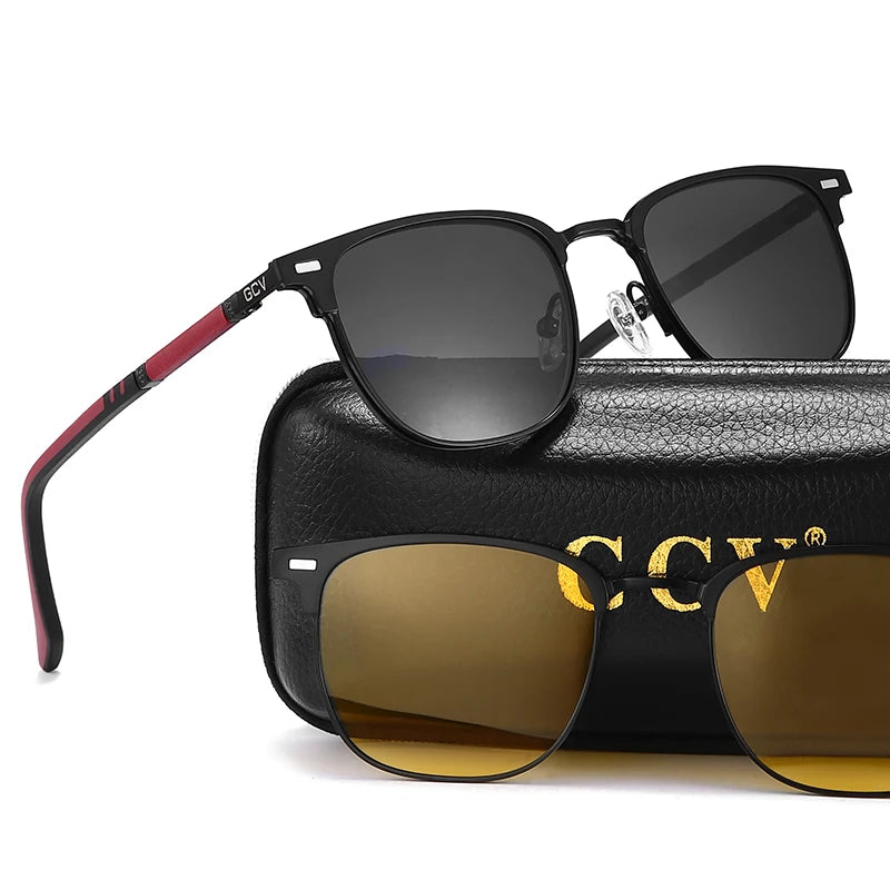 3 in 1 Magnetic Rectangle Polarized UV400 Business Sunglasses for Men Women Optical Eyewear Set