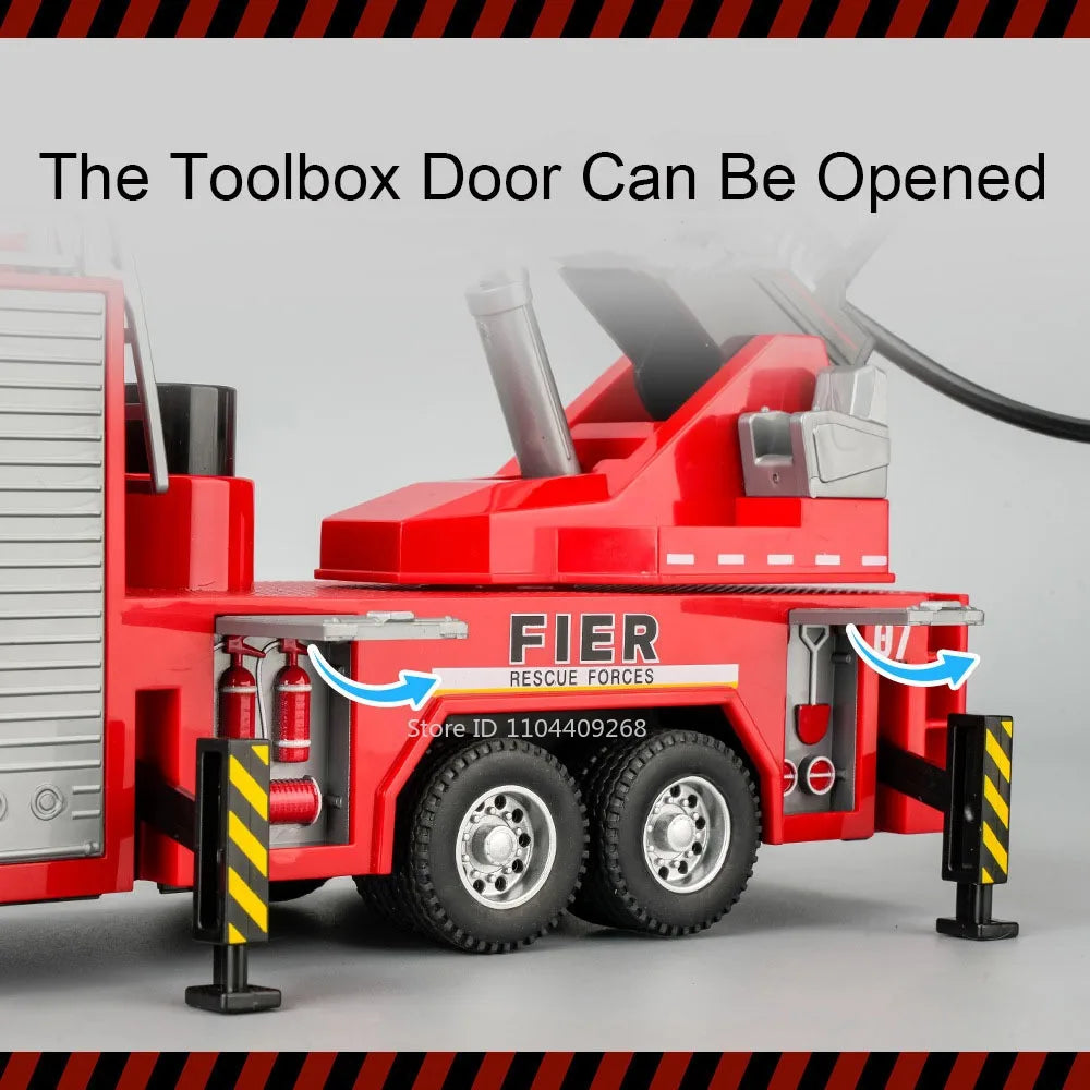 1:32 Ladder Truck Water Tanker Military Missile Rocket Launcher Trucks Model Toy Car Metal Diecast Sound Light Models Boys Gifts