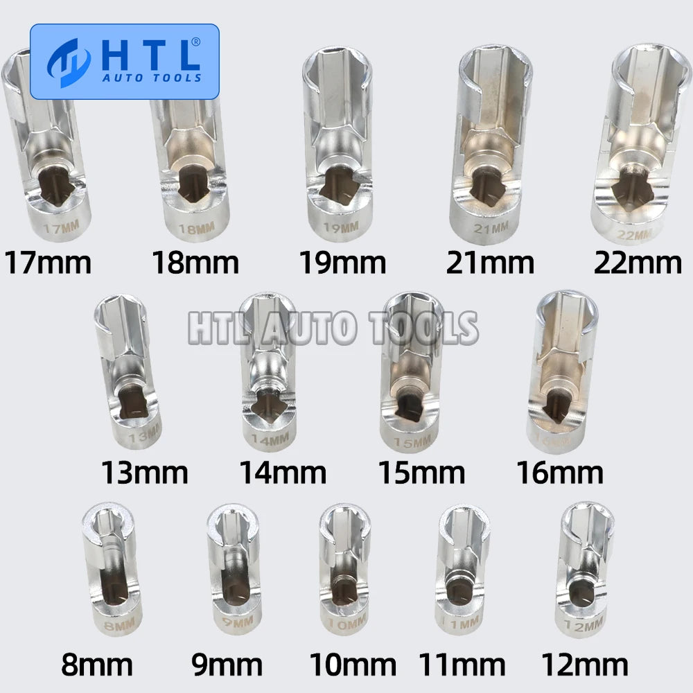 14Pcs/set 8mm To 22mm 3/8" 1/2" Fuel Line Socket Wrench Union Nut Socket Open Oil Pipe Removal Sleeve Car Repairing Tools