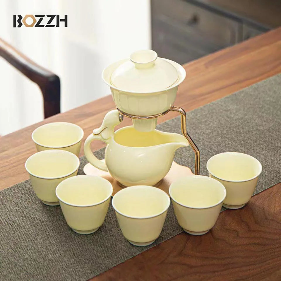 Tea Set Ceramics Tea Cup Set  Induction Brewing Infuser Teapot Classical Kung Fu Tea Set Office Fine Gift
