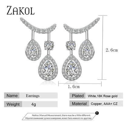 Cubic Zirconia Double Drop Dangle Earrings