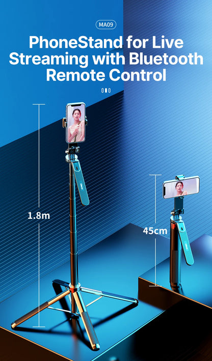 Smartphone Tripod Bluetooth Selfie Stick Desktop Tripod  for iPhone 12 13 14 GoPro Card Camera Live Streaming Video